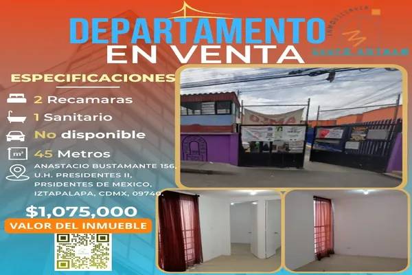 Foto de departamento en anastasio bustamante 156, presidentes de méxico, iztapalapa, df / cdmx, 0 foto 01 Foto de departamento en venta en anastasio bustamante 156, presidentes de méxico, iztapalapa, df / cdmx, 0 No. 01