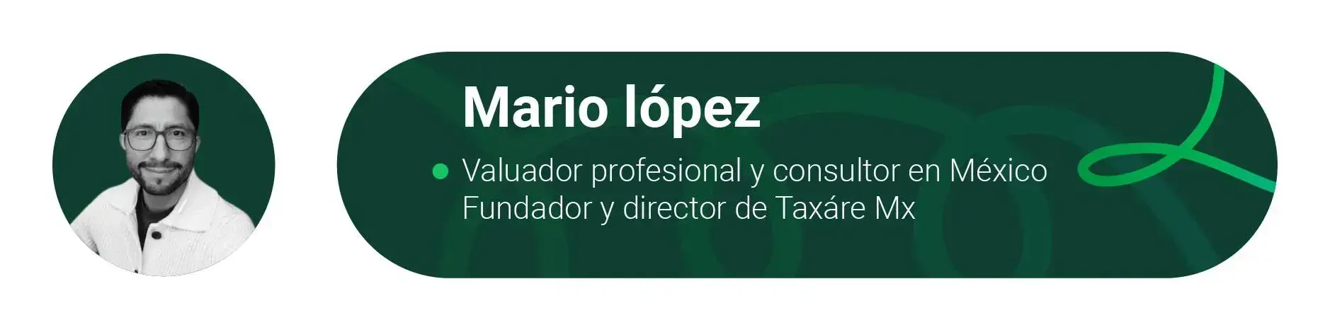 Mario López, Valuador profesional y consultor en México. Fundador y director de Taxáre Mx